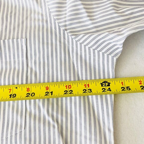 Eagle Men's Striped Button-Down White/Blue Shirt Size 16.5 34/35 French Cuff - Picture 8 of 9